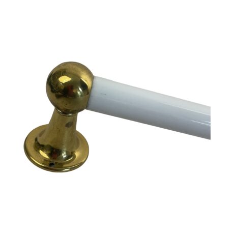 VBP1058 Antique Vintage c1910 25” Milk Glass Towel Bar Polished Brass Ends - Image 2