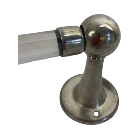 VBP1056 Antique Vintage c1910 Nickel Plated Brass 20” Glass Towel Bar - Image 5