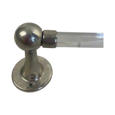 VBP1056 Antique Vintage c1910 Nickel Plated Brass 20” Glass Towel Bar - Image 4