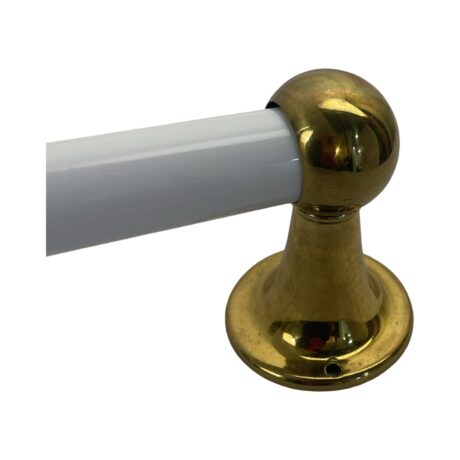 VBP1058 Antique Vintage c1910 25” Milk Glass Towel Bar Polished Brass Ends - Image 3