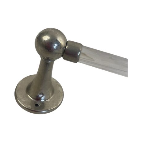 VBP1056 Antique Vintage c1910 Nickel Plated Brass 20” Glass Towel Bar - Image 2