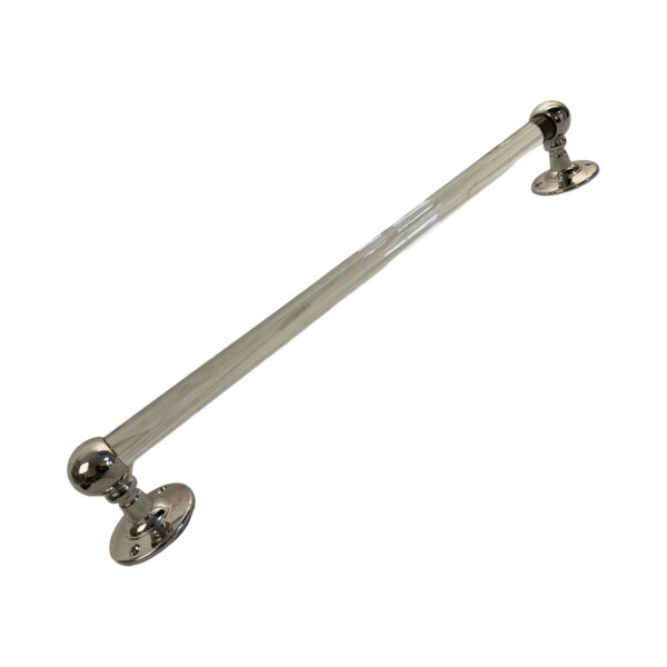 VBP1060 Antique c1910 22” Glass 1” Towel Bar Nickel Plated Ends