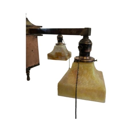 VL1242 Antique Craftsman Wakefield Chandelier c1910 Bournique Shades Restored - Image 5