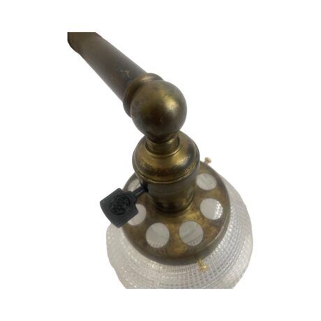 VL1228 Antique Vintage c1910 Brass Sconce Holophane Globe Shade Restored - Image 5