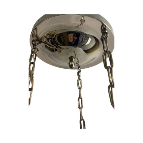 VL1229 Antique Craftsman c1910 3-Light Nickel Pan Fixture Period Shades Restored - Image 5
