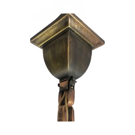 VL1242 Antique Craftsman Wakefield Chandelier c1910 Bournique Shades Restored - Image 6