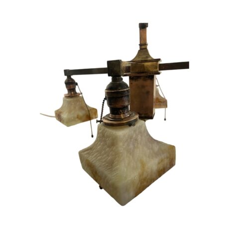 VL1242 Antique Craftsman Wakefield Chandelier c1910 Bournique Shades Restored - Image 4