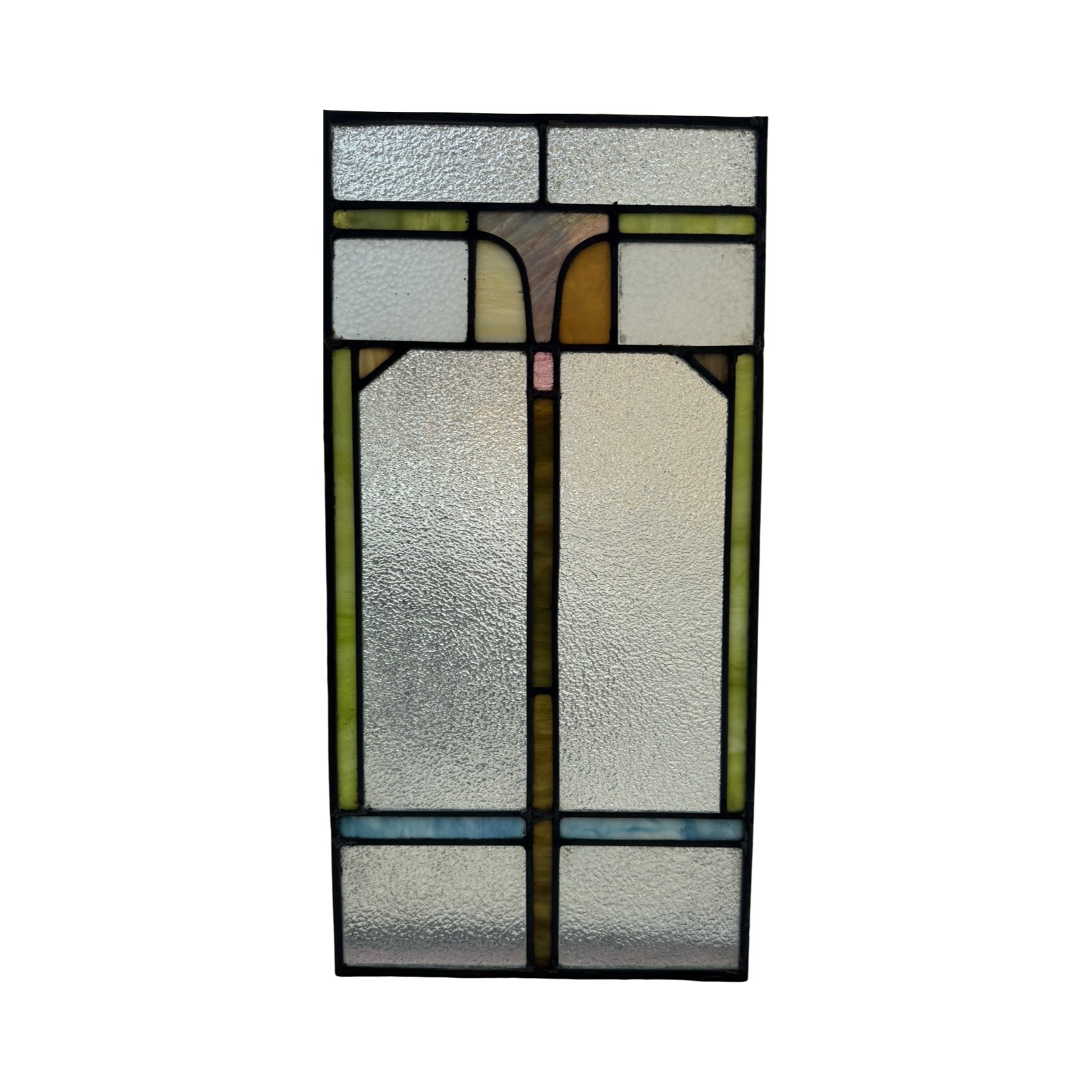 AG1066 Antique Vintage Craftsman Geometric Stained Glass Panel c1910 ...