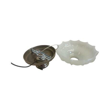 VL1246 Antique c1920 Semi-Flush Mount Light Nickel Clam Broth Shade Restored - Image 3