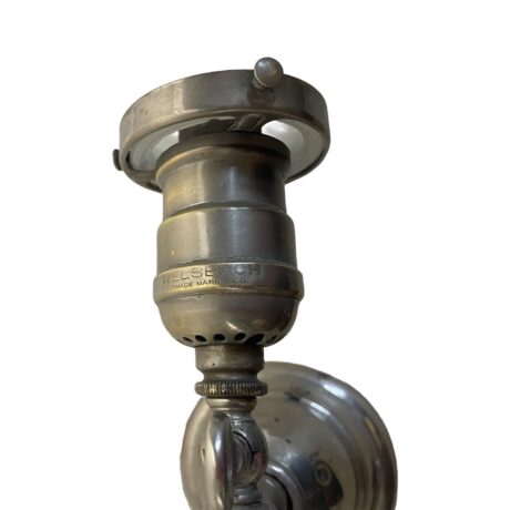 VL1247 Pair Antique Nickel Plated Welsbach Sconces Sheffield Shades Restored - Image 6