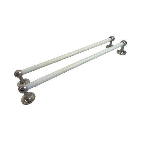 VBP1072 Pair Antique Vintage c1910 Nickel Plated Brass Milk Glass Towel Bars - Image 2
