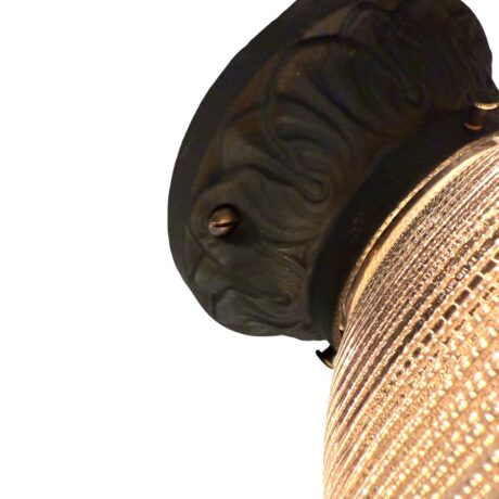 VL1252 Antique Semi-Flush Mount 6 in Holophane Shade Cast Iron Fitter Restored - Image 4