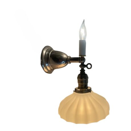 VL1247 Pair Antique Nickel Plated Welsbach Sconces Sheffield Shades Restored - Image 3