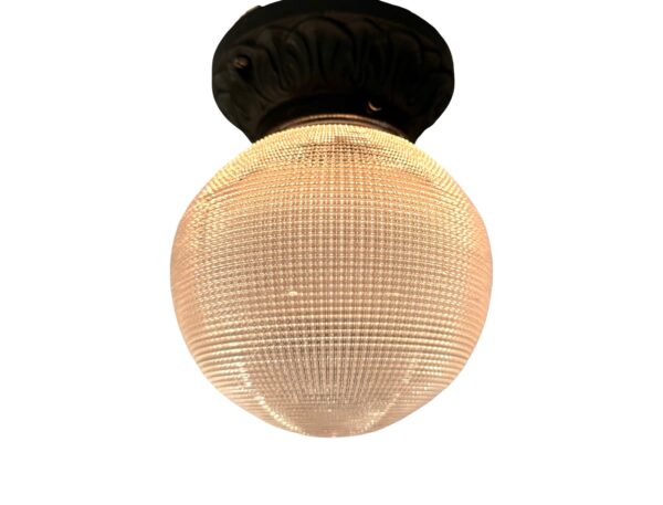 VL1252 Antique Semi-Flush Mount 6 in Holophane Shade Cast Iron Fitter Restored