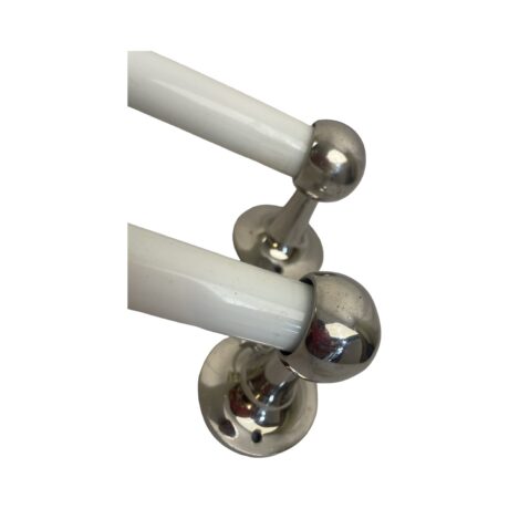 VBP1072 Pair Antique Vintage c1910 Nickel Plated Brass Milk Glass Towel Bars - Image 4