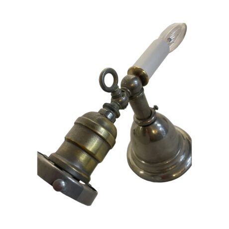 VL1247 Pair Antique Nickel Plated Welsbach Sconces Sheffield Shades Restored - Image 5