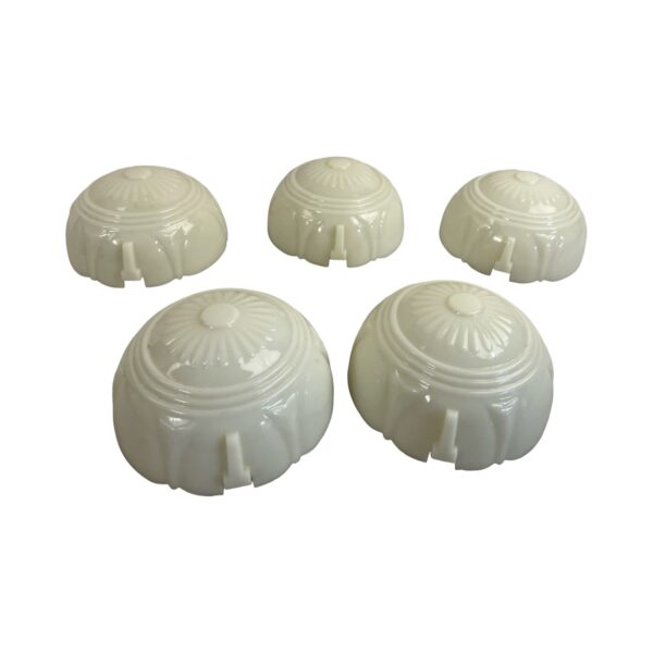 VL1244 Antique Vintage c1930 Set of 5 Art Deco Milk Glass Slip Shades Mint