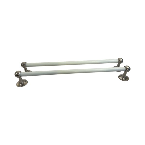 VBP1072 Pair Antique Vintage c1910 Nickel Plated Brass Milk Glass Towel Bars
