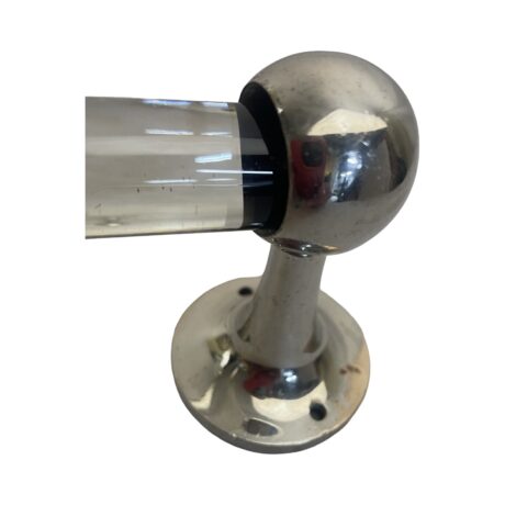 VBP1073 Antique Vintage c1910 Nickel Plated Brass Glass Hand Towel Bar - Image 3