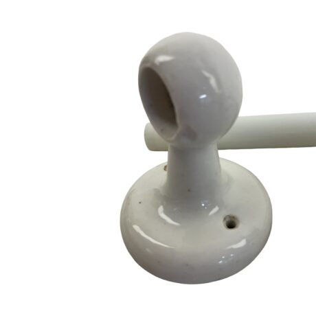 VBP1075 Antique c1920 White Porcelain Towel Bar Cup Toothbrush Holder Robe Hook - Image 4
