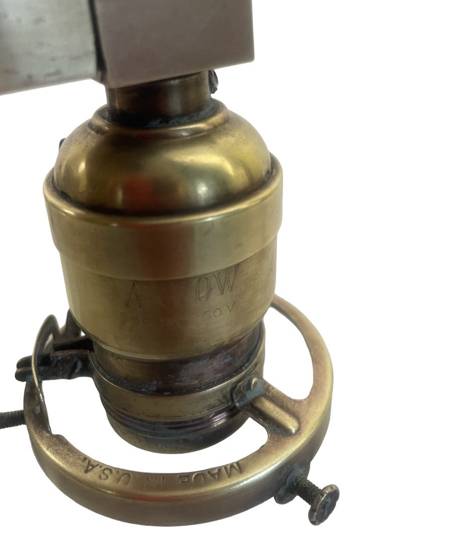 VL1256 Pair Antique c1905 Craftsman Brass Sconces Jefferson Shades Restored - Image 6