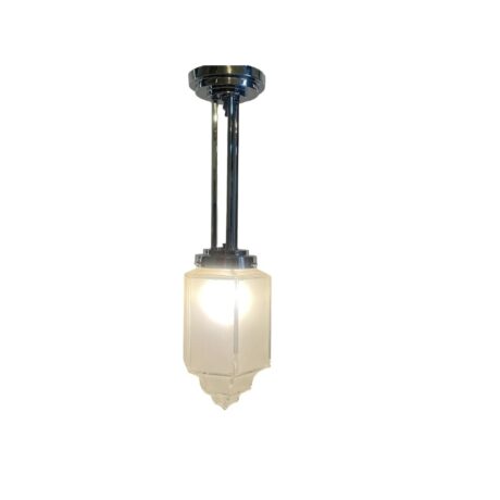 VL1258 Vintage Art Deco c1930 Pendant Newel Post Light Chrome French Restored