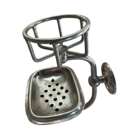 VBP1080 Antique Nickel Plated Brass c1905 Wall Mount Soap Dish & Tumbler Holder - Image 2