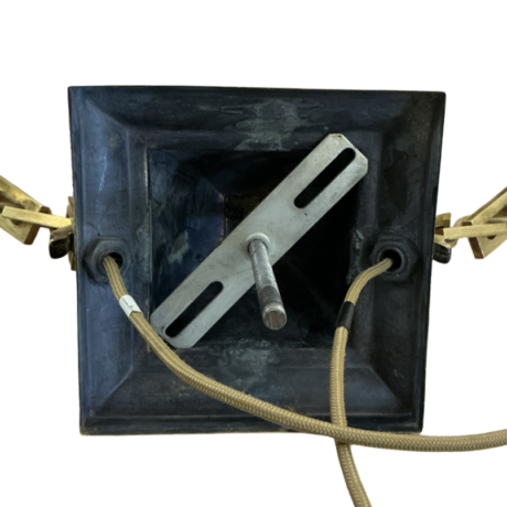 VL1266 Antique c1905 Brass 2 Light Pendant Chandelier Holophane Shades Restored - Image 10