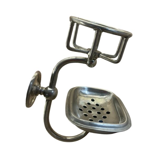 VBP1080 Antique Nickel Plated Brass c1905 Wall Mount Soap Dish & Tumbler Holder