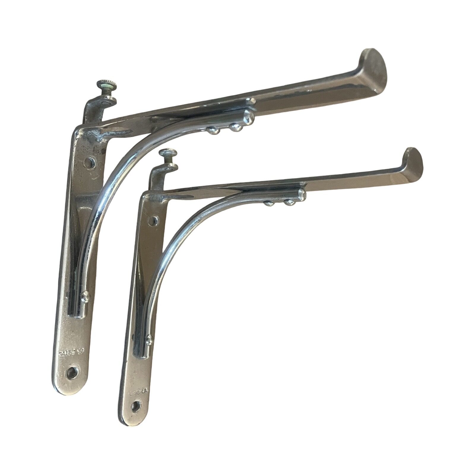 VBP1077 Antique c1910 San-O-La Nickel Brackets Bathroom Shelf 18 in Restored - Image 4