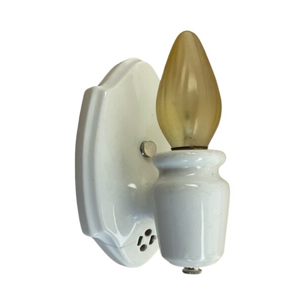 VL1265 Antique Vintage Tudor c1920 White Porcelain Bare Bulb Sconce Restored
