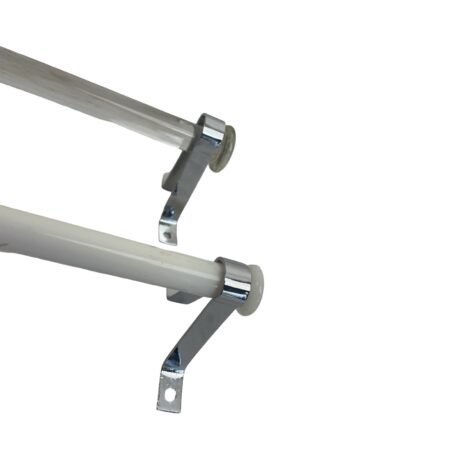 VBP1076 Pair Antique c1930 Chrome Plated Milk & Glass Towel Bars Restored - Image 4