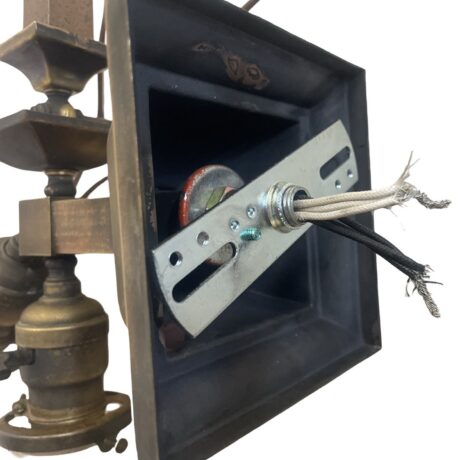 VL1271 Antique c1905 Brass Craftsman 3-Lt Converted Gas/Electric Sconce Restored - Image 6