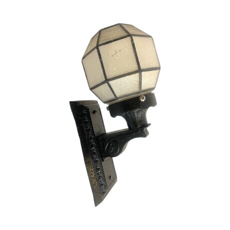 VL1277 Antique c1920 Cast Iron Sconce Porch Light Octagon Shade Restored