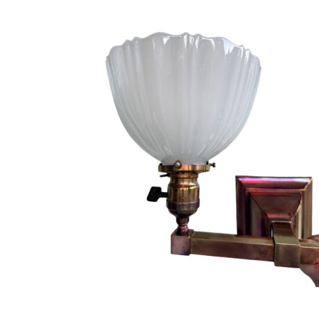 VL1268 Antique Craftsman c1910 Gas Electric Sconce Sheffield Shade Restored - Image 2