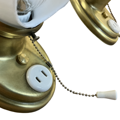 VL1257 Pair Art Deco c1930 Brass & Porcelain Sconces Milk Glass Shades Restored - Image 3