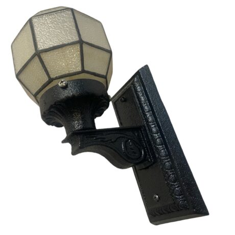 VL1277 Antique c1920 Cast Iron Sconce Porch Light Octagon Shade Restored - Image 3