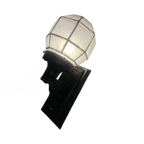 VL1277 Antique c1920 Cast Iron Sconce Porch Light Octagon Shade Restored - Image 2
