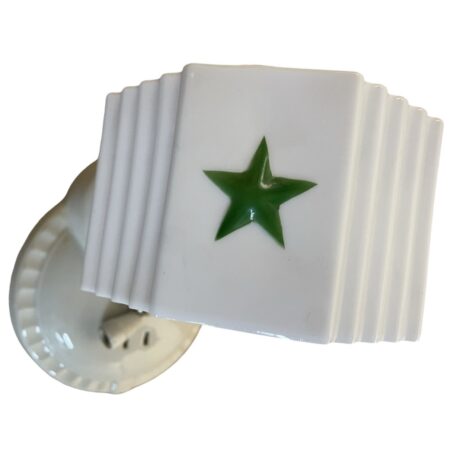 VL1270 Porcelain Sconce 1920 Milk Glass Art Deco Texaco Star Shade Restored RARE - Image 3