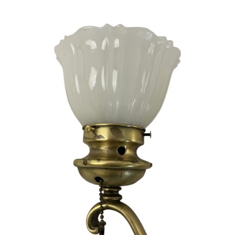 VL1275 Antique c1915 Heavy Bronze Curved Arm Sconce Sheffield Shade Restored - Image 6