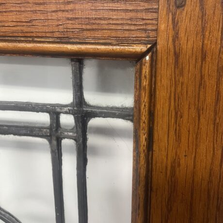 AG1080 Pair Antique c1910 Craftsman Leaded Glass Cabinet Door Panels Original - Image 3