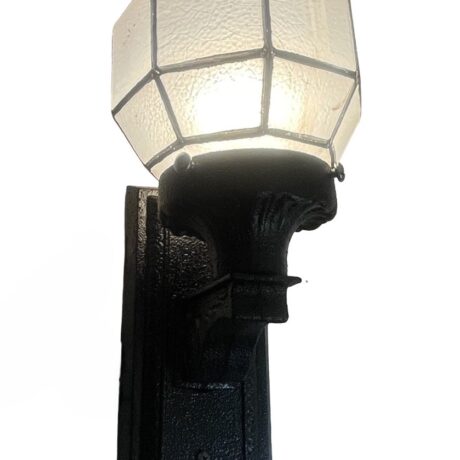 VL1277 Antique c1920 Cast Iron Sconce Porch Light Octagon Shade Restored - Image 5