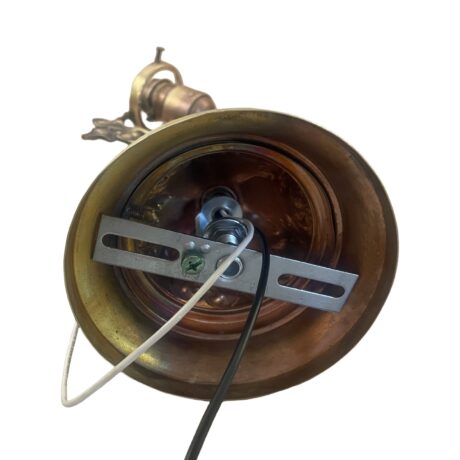 VL1274 Antique Victorian c1900 Brass Copper Embossed Sconce Opal Glass Restored - Image 7