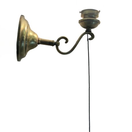 VL1275 Antique c1915 Heavy Bronze Curved Arm Sconce Sheffield Shade Restored - Image 3