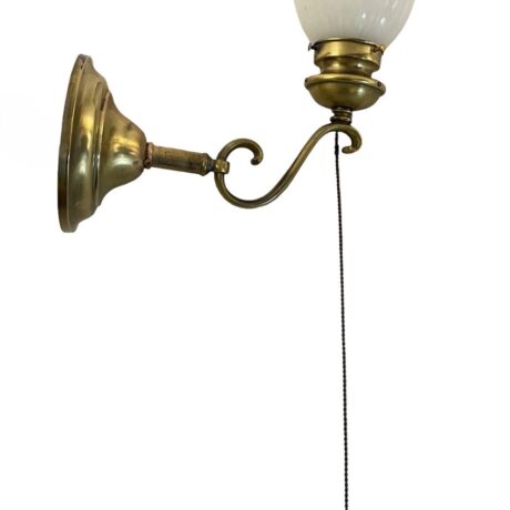 VL1275 Antique c1915 Heavy Bronze Curved Arm Sconce Sheffield Shade Restored - Image 2