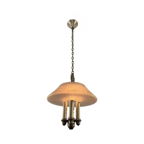 VL1283 Art Deco c1920 Lightolier "Luxelier" Ceiling Pendant Iridescent Shade Restored