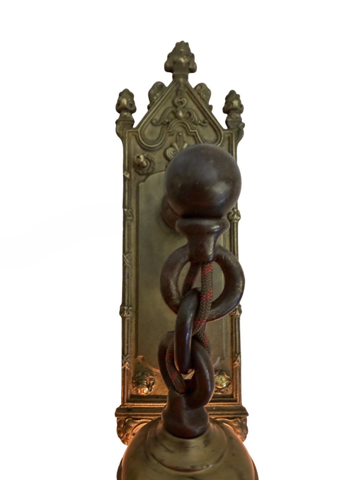 VL1282 Antique Bronze c1905 Tudor Gothic Sconce Carnival Glass Shade Restored - Image 5