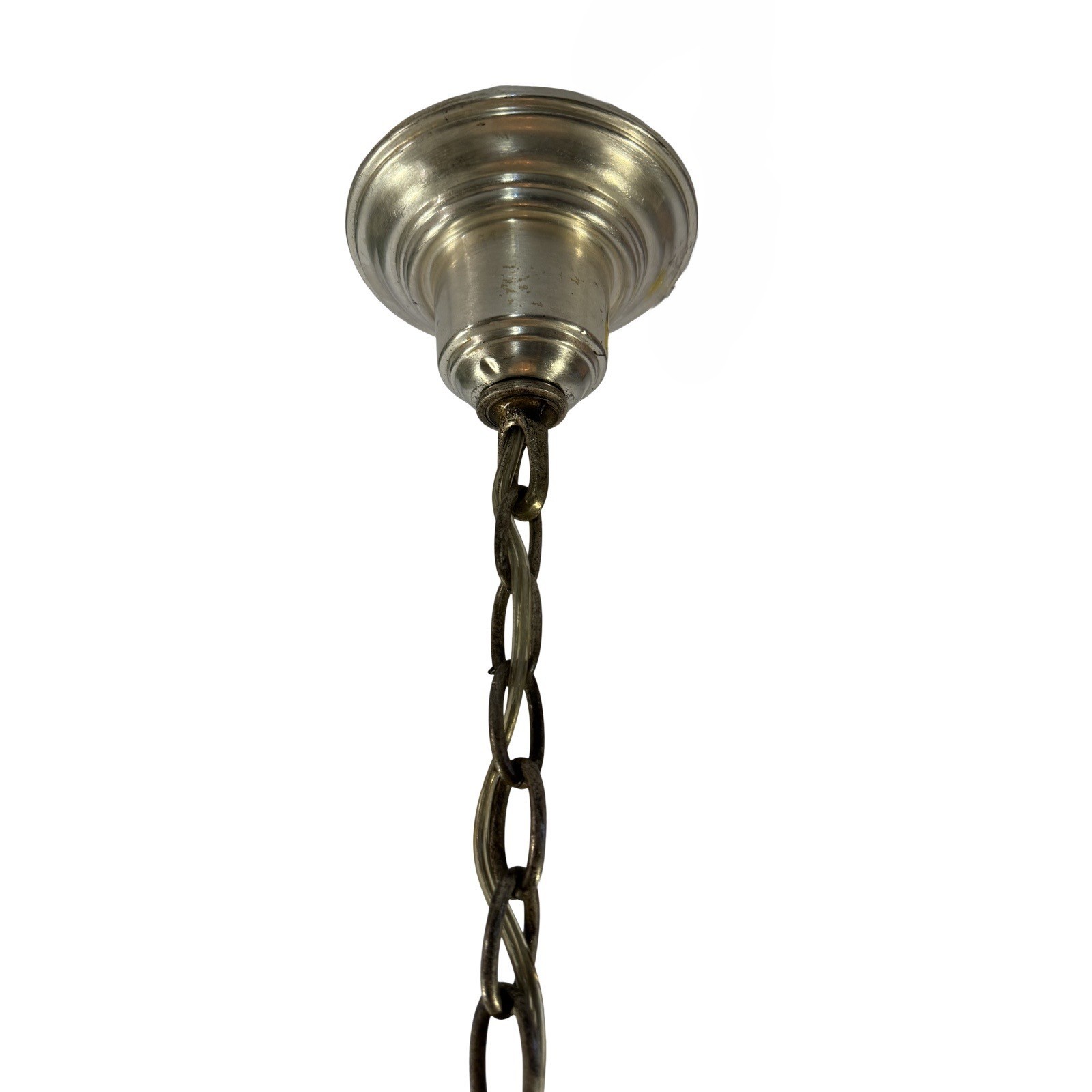 VL1283 Art Deco c1920 Lightolier "Luxelier" Ceiling Pendant Iridescent Shade Restored - Image 8