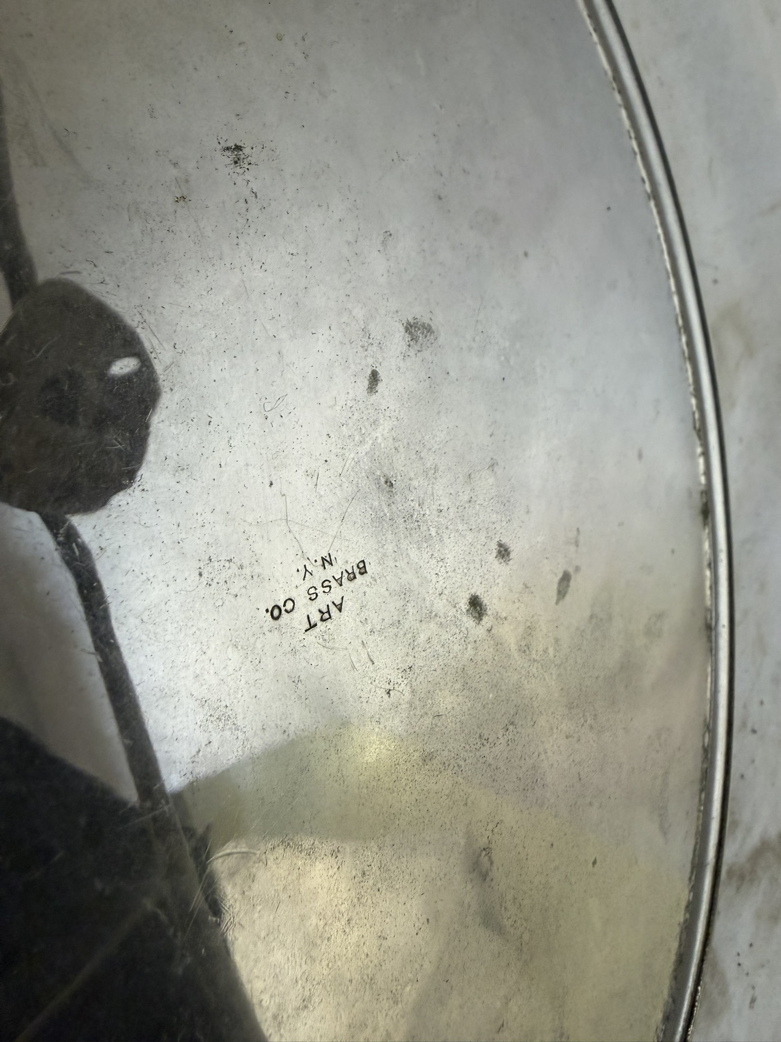 ABS1018 Antique Victorian c1905 Art Brass NY Wall Mount Shaving Mirror MINT - Image 5