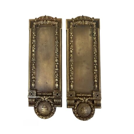 AH1034 Pair Antique c1907 Y&T Chicago City Hall Cook County Bronze Push Plates